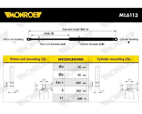 gas spring, trunk ML6113 Monroe, Image 5