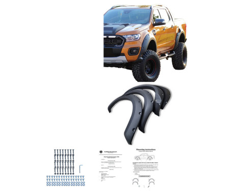 Oneway Set Fender Flares suitable for Ford Ranger T8 2019-2022 - Matte Black, Image 3