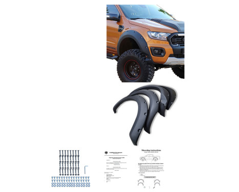 Oneway Set Fender Flares suitable for Ford Ranger T8 2019-2022 - Matte Black, Image 4
