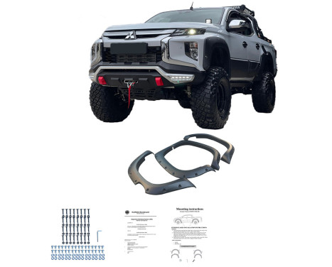 Oneway Set of fender flares (Fender Flares) suitable for Mitsubishi L200 Triton 6 2019- - Matte Black, Image 3