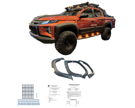 Oneway Set of fender flares (Fender Flares) suitable for Mitsubishi L200 Triton 6 2019- - Matte Black, Image 4