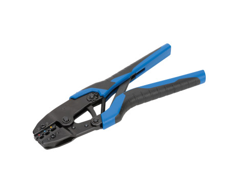 Ratchet crimping pliers for insulated cable lugs