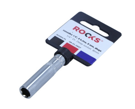 Rooks Socket 1/4", 6-sided, 8 mm, long
