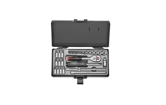 1/4" Socket set 12-sided SAE 27 pieces