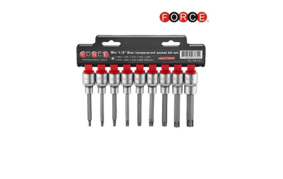 9pc 1/2" DR. Star tamperproof socket bit set (100mmL), Image 2