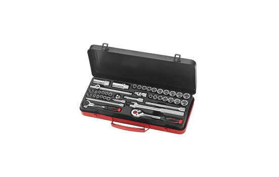 Force 1/4" & 3/8" 6-point socket and wrench set, 43 pieces