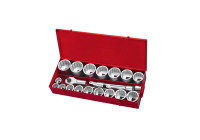 Force 1" Socket Set 12-sided 21 pieces