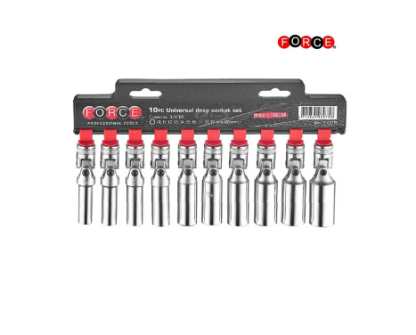 Force 3103R 3/8" Knee joint socket set long 10 pieces