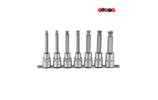 Force 4076 1/2 Bit Socket Set Hexagon Ball Socket 7 Piece