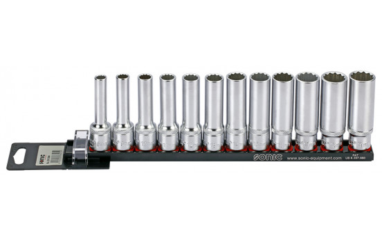 Socket set 1/2 ", 12-side long 12-piece on rail