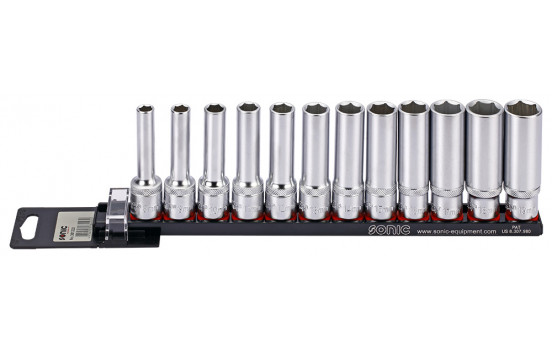 Socket set 1/2 ", long 12 pcs on rail