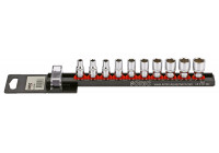 Socket set 1/4 ", 10 pcs on rail