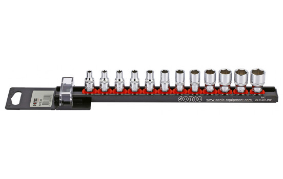 Socket set 1/4 ", 12-piece on rail