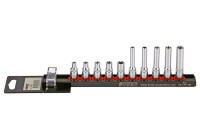 Socket set 1/4 ", TX-E 10 pcs on rail