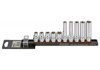 Socket set 3/8 ", TX-E 10-piece on rail