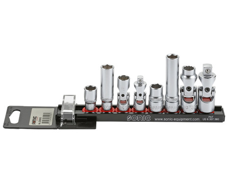 Socket set Porsche 1/4 ", 3/8" 8 pcs. on rail