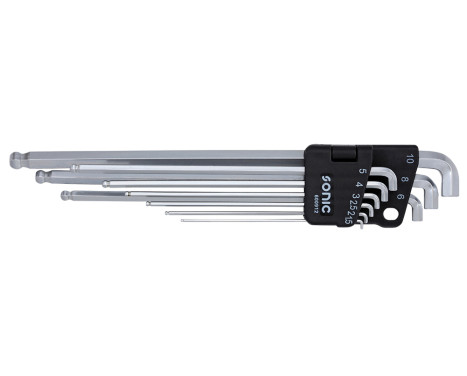 L-key set with ball head and short curved head 9 pcs