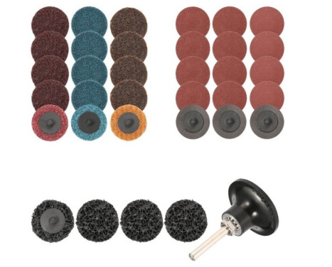 Rooks Sanding and polishing discs, 50 mm flexipad, 6 mm shaft, set of 35