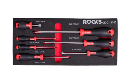 Rooks Slotted screwdriver set, 7 pieces