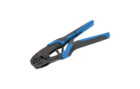 Ratchet crimping pliers for insulated cable lugs