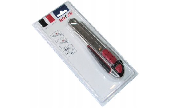 Rooks Stanley knife metal 18 mm, including 5 spare knives