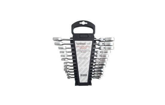 Flexible ring/ratchet wrench, 12 pieces