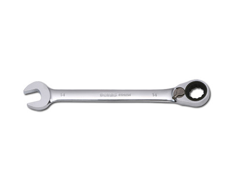 Ratchet ring spanner, switchable 12-side 19mm