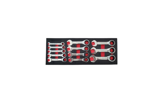 Ratchet ring wrench set extra short 8 - 19 mm 12 pcs