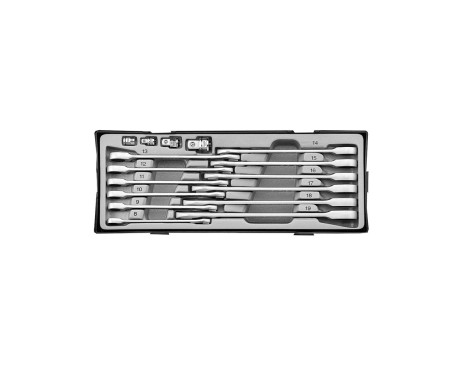 Reversible open-end ratchet wrench set, 16 pieces