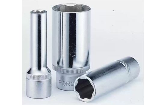 Force Socket long 1/2", 6-sided wave profile 25mm