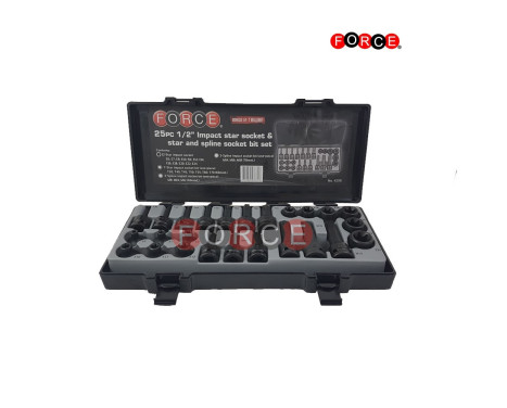 Force 1/2" Impact socket set Torx & Polyprong 25 pieces