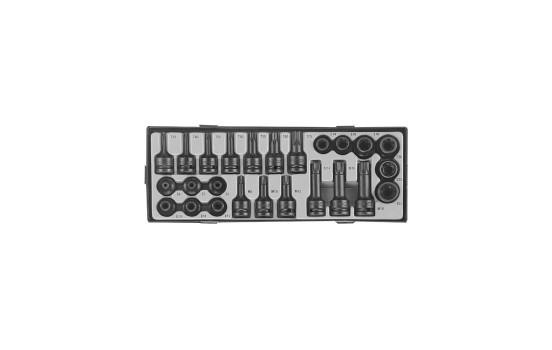 1/2" 25 piece DR. Impact torx socket & torx and multi-tooth socket wrench bit set