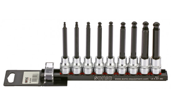 Bitdopset 3/8 ", socket with ball head 9 pcs. On rail