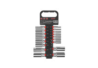 Force 1/4", 3/8" & 1/2" 6-sided Long socket set 17-piece