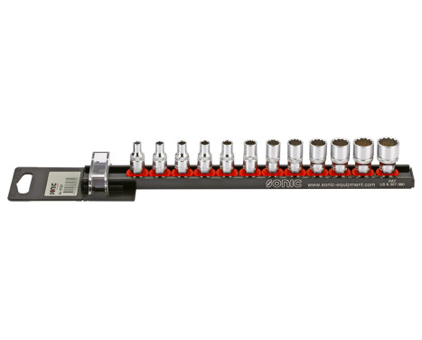 Socket set 1/4 ", 12-side 12-piece on rail