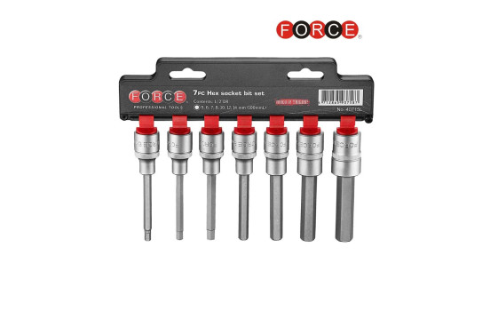 7pc 1/2" DR. Hex socket bit set (100mmL)