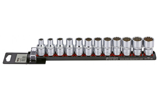 Socket set 1/2 ", 12-side 12-piece on rail