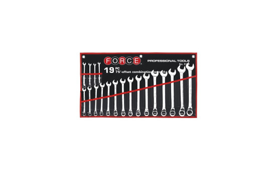 Force 75° Combination spanner set 19 pieces