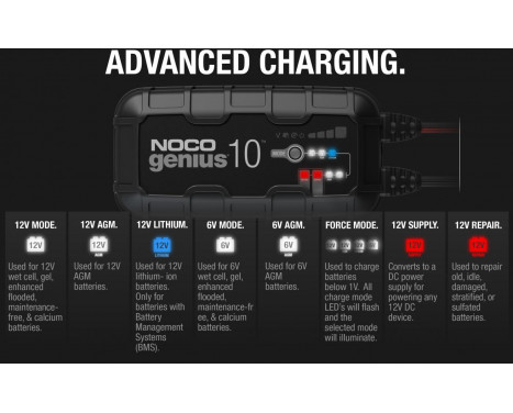 Noco Genius Smart Battery Charger G10EU 6V and 12V 10-Amp (EU plug), Image 12