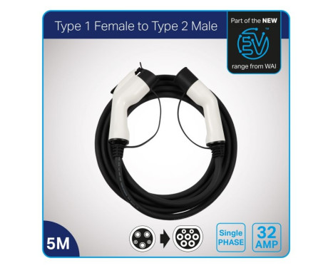 EV charging cable electric car Type 1 to Type 2 32A, Image 6