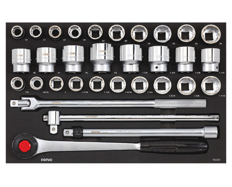 Sonic Socket Set 3/4", Metrish and SAE 32 Piece