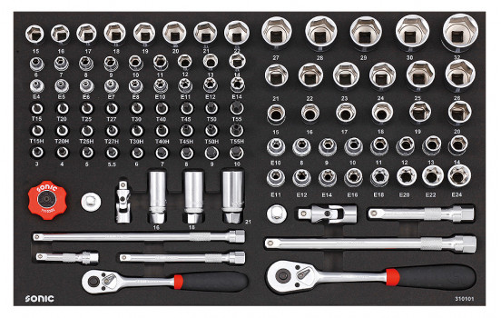 Sonic Socket Set 3/8" & 1/2", 101 Piece