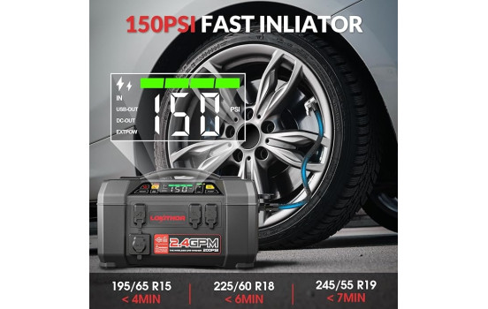 Lokithor AW401 Lithium 2500A Jumpstarter with compressor and high-pressure cleaner, Image 3