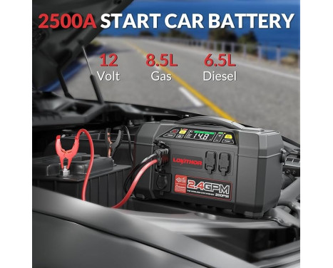 Lokithor AW401 Lithium 2500A Jumpstarter with compressor and high-pressure cleaner, Image 6