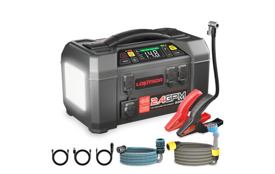 Lokithor AW401 Lithium 2500A Jumpstarter with compressor and high-pressure cleaner