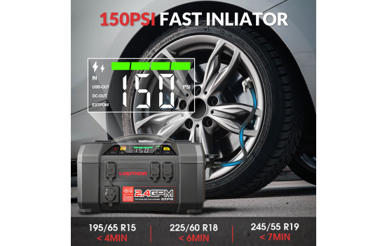 Lokithor AW401 Lithium 2500A Jumpstarter with compressor and high-pressure cleaner, Image 2