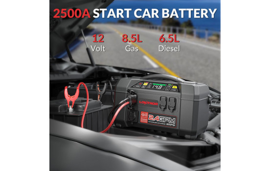 Lokithor AW401 Lithium 2500A Jumpstarter with compressor and high-pressure cleaner, Image 4