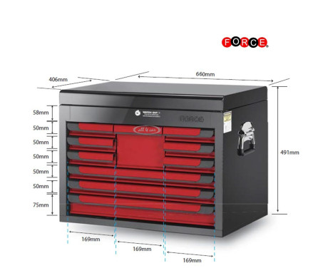 Wall cabinet with 10 drawers Red and Black (gloss lacquer), Image 2