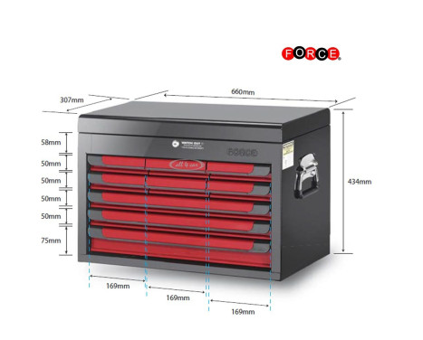 Wall cabinet with 9 drawers Red and Black (gloss lacquer), Image 2