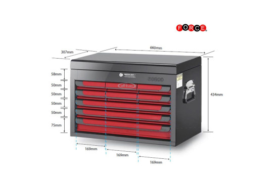 Wall cabinet with 9 drawers Red and Black (gloss lacquer), Image 2